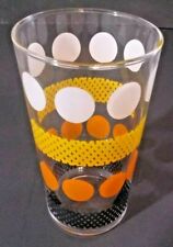 Antigo copo de suco retrô laranja branco bolinhas preto amarelo faixas cruzadas , usado comprar usado  Enviando para Brazil