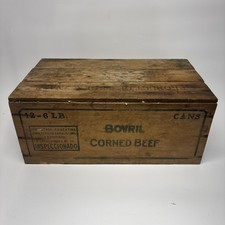 Caixa de madeira antiga vintage publicidade bovril carne em conserva latas de 12 a 6 lb 22"", usado comprar usado  Enviando para Brazil