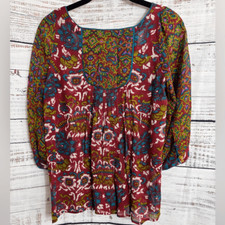 Blusa Viola Feminina Tamanho Grande Chiffon Paisley Boho Botão para cima Decote redondo transparente comprar usado  Enviando para Brazil