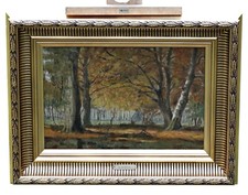 August Jacobsen (1868-1955) - forest landscape, oil on canvas painting, Denmark, usado comprar usado  Enviando para Brazil