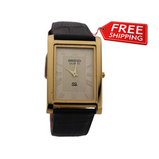 Relógio Slim Masculino Estilo Vintage Seiko – Mostrador Tom Dourado, Pulseira de Couro Preto, usado comprar usado  Enviando para Brazil