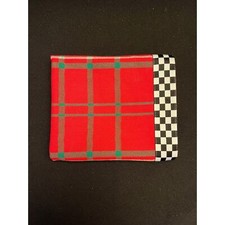 Toalha de prato Mackenzie Childs Holiday Spruce xadrez verde vermelho xadrez cortês preto branco comprar usado  Enviando para Brazil