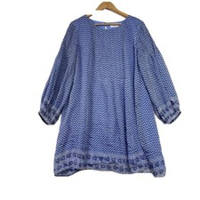 Vestido Swing Pintuck Estampado Vineyeard Vines Tamanho Grande Azul Seda Mini Manga Longa comprar usado  Enviando para Brazil