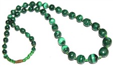 Lote #799 lindo colar de miçangas de pedras preciosas verde malaquita semi preciosas, usado comprar usado  Enviando para Brazil