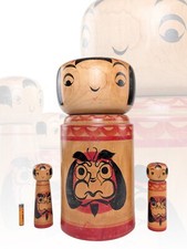XL Heavy Daruma Kokeshi Conjunto de 3 por Abe Shinya – Bonecas tradicionais japonesas de madeira comprar usado  Enviando para Brazil