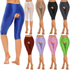 Shorts de compressão feminino brilhante elástico aberto virilha calça curta modeladora comprar usado  Enviando para Brazil