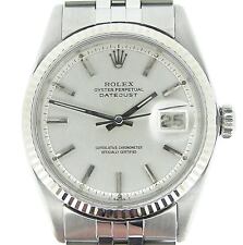 Rolex Datejust relógio masculino aço inoxidável moldura ouro branco 18K mostrador prateado 1601 comprar usado  Enviando para Brazil