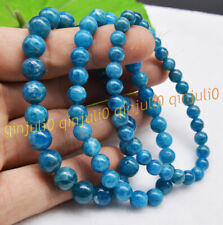 Genuino 6/8 / 10mm Natural azul apatita gemas redondas cuentas pulseras de estiramiento 7.5 '' segunda mano  Embacar hacia Mexico