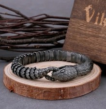 Pulseira de corrente de cobra preta gótica aço 304L joias vikings comprar usado  Enviando para Brazil