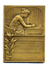 Caisse d’Epargne de Roubaix Plaquette bronze 1914 par H. Kautsch comprar usado  Enviando para Brazil
