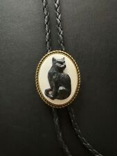 Colar de casamento vintage camafeu preto gato bolo gravata ocidental cordão de couro, usado comprar usado  Enviando para Brazil