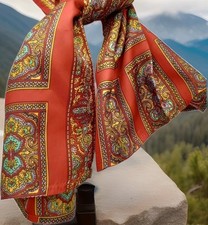Cachecol vintage envoltório de cabeça retangular boho cores brilhantes clássico outono ponto apertado comprar usado  Enviando para Brazil