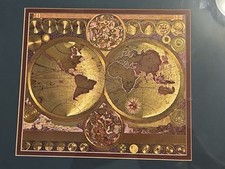 Vintage Peter Schenk Planisphaerium Terrestre Folha de Ouro Mapa do Velho Mundo , usado comprar usado  Enviando para Brazil
