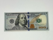 Número de série extravagante nota de US$ 100 dólar QUASE SÓLIDA 7 DE UM TIPO/7 EM UMA FILEIRA 2's RARA comprar usado  Enviando para Brazil