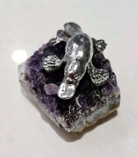 Ornitorrinco vintage banhado a prata em pedra preciosa de ametista, usado comprar usado  Enviando para Brazil