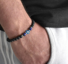 Pulseira elástica grega turca olho mau preta fosca pedra obsidiana lápis azul comprar usado Pulseira elástica grega turca olho mau preta fosca pedra obsidiana lápis azul comprar usado  Enviando para Brazil