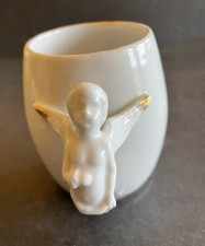 Vtg German? Angel Handle Floral Flower  Decorated Mug Cup Unique  comprar usado  Enviando para Brazil