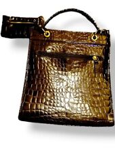 Bolsa satchel de couro Arezzo conhaque marrom padrão crocodilo comprar usado  Enviando para Brazil