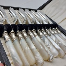 Conjunto de talheres de peixe com cabo de madrepérola folheado a prata EPNS comprar usado  Enviando para Brazil
