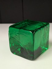 Cubo de vidro verde esmeralda peso papel ornamento arte 2,75" comprar usado  Enviando para Brazil