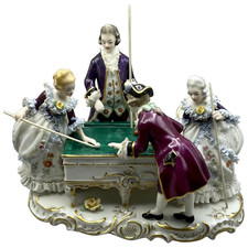 Estatueta de porcelana Frankenthal, renda Dresden, jogo de bilhar, 10,25" (L) comprar usado  Enviando para Brazil