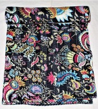 Cobertor indiano feito à mão Kantha preto estampa Mukut colcha algodão queen comprar usado  Enviando para Brazil