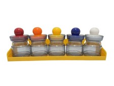 Usado, Frascos de armazenamento vintage de plástico hermético multicoloridos com rack utilitário amarelo comprar usado Usado, Frascos de armazenamento vintage de plástico hermético multicoloridos com rack utilitário amarelo comprar usado  Enviando para Brazil