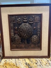 Placa de mandala tibetana antiga emoldurada de cobre Thangka ou budista Repousse. comprar usado  Enviando para Brazil