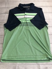 Camisa polo masculina Walter Hagen XL listrada verde marinho 11 Majors desempenho golfe comprar usado  Enviando para Brazil