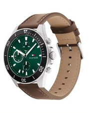 Relógio masculino Tommy Hilfiger pulseira de couro marrom quartzo mostrador verde 46mm 1791983 comprar usado  Enviando para Brazil