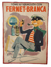 Vintage Orig. Cartaz Fernet Branca Argentina 1950 placa publicitária estilo marinha dos EUA - montado comprar usado  Enviando para Brazil