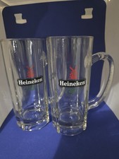 Lote de 2 canecas de cerveja Heineken de vidro de 12 onças com logotipo de moinho de vento resistentes comprar usado  Enviando para Brazil