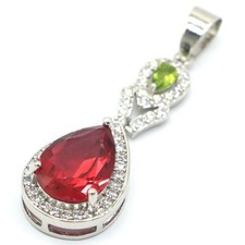 Lindo pingente de prata peridoto granada rodolita raspada rosa comprar usado  Enviando para Brazil