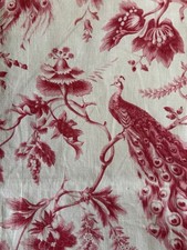 Lindo Tecido de Algodão Floral Pavão Francês Antigo #2~ Vermelho Baga Branco ~ comprar usado  Enviando para Brazil