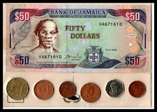 Lote de 6 monedas y 1 billete de recuerdo de Jamaica segunda mano  Embacar hacia Mexico