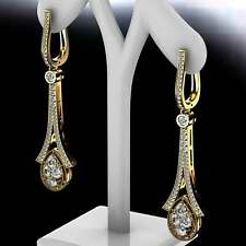 Brincos pendurados em gota de lágrima corte redondo 1,50 quilates folheados a ouro amarelo moissanita, usado comprar usado  Enviando para Brazil