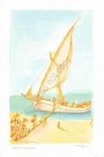 Cartolina barca illustrata usato  Milano
