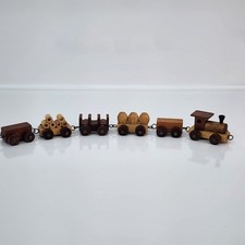 Casa de bonecas vintage 6 peças trem de madeira miniatura 9" de comprimento 1" de altura 2 tons Natal comprar usado  Enviando para Brazil