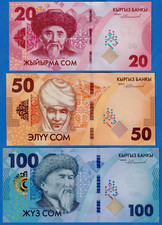 LOT SET SERIE 3 BILLETS KYRGYZSTAN 20 50 100 Som 2023 2024 NEW NOUVEAU NEUF UNC comprar usado  Enviando para Brazil