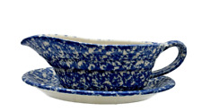 Henn Pottery Blue Sponge Ware bote grande con placa base difícil de encontrar, usado segunda mano  Embacar hacia Argentina