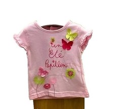 Haut rose manche courte motif papillons relief tissu fleurs bébé 3 mois comprar usado  Enviando para Brazil