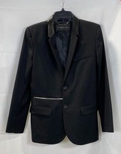 Blazer Barbara Bui feminino preto lã acabamento couro tamanho 42, usado comprar usado  Enviando para Brazil