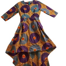 Vestido Kayra Imports multicolorido afrocêntrico alto baixo manga 3/4 P comprar usado  Enviando para Brazil