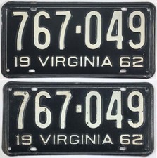 Virginia 1962 license for sale  Bloomsburg