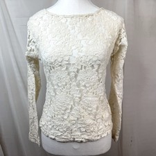 Blusa de renda floral creme/off white 100% seda tamanho 8 coquete minimalista Kawaii comprar usado  Enviando para Brazil