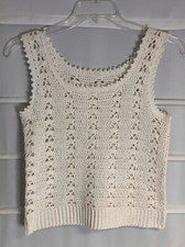 Colete Pulôver de Algodão Branco de Crochê Tamanho XS/S EC! comprar usado  Enviando para Brazil