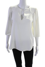 Blusa túnica blanca Trina Turk para mujer cuello en V manga abullonada talla XS segunda mano  Embacar hacia Mexico