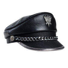 Boné/chapéus masculinos femininos de couro real serviço militar punk Alemanha exército/marinha, usado comprar usado  Enviando para Brazil