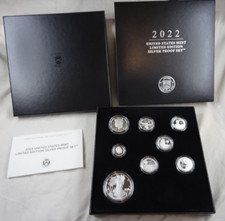 Conjunto de prova de prata edição limitada 2022 EUA perfeito estado 8 moedas OGP American Silver Eagle, usado comprar usado  Enviando para Brazil