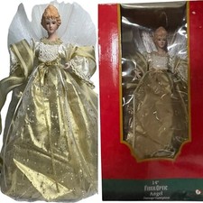 Kurt Adler ouro/marfim fibra óptica anjo copa de árvore/mesa centro peça 14” de altura comprar usado  Enviando para Brazil